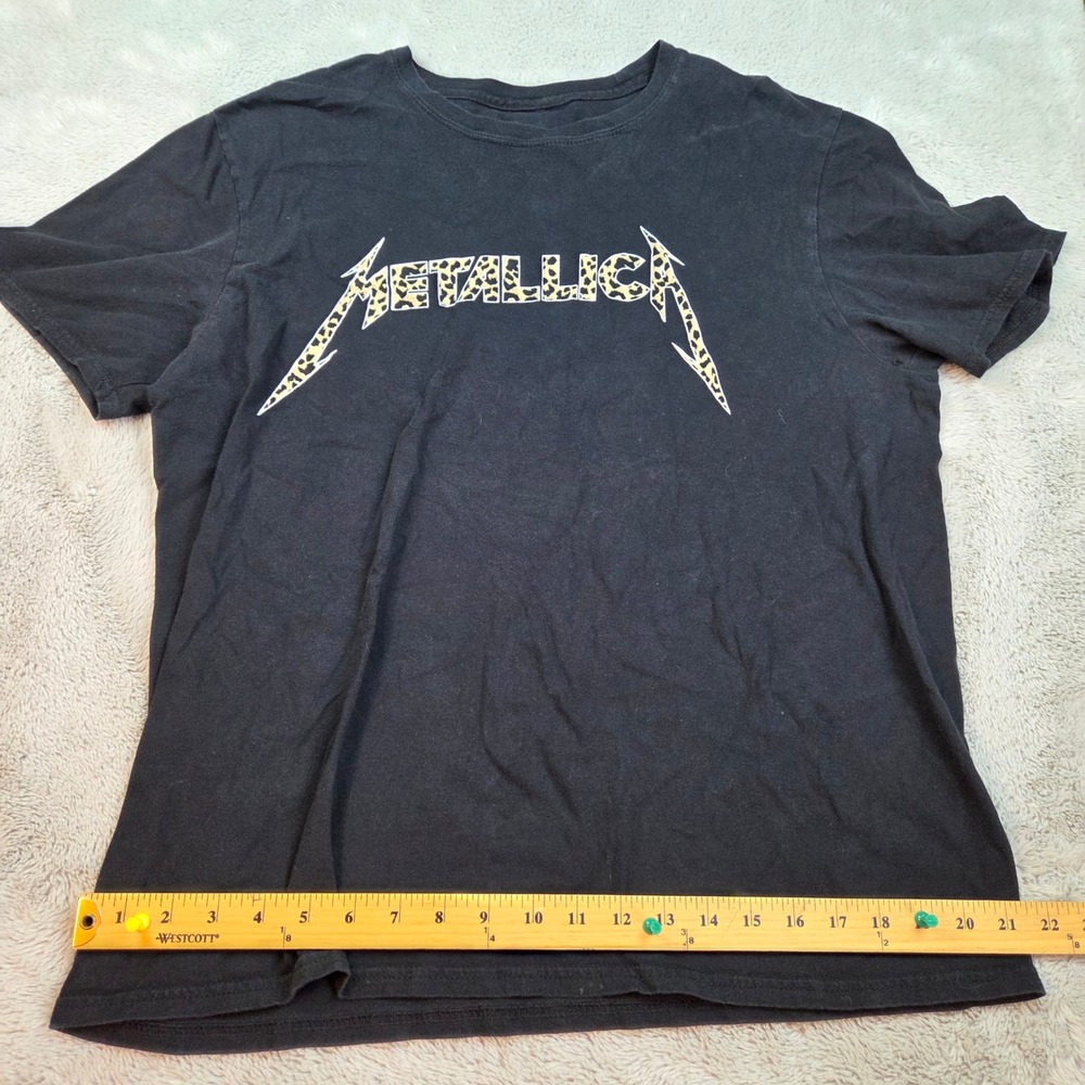 Metallica Graphic Tee Mens XL Cheetah Logo Animal Print Short Sleeve Black